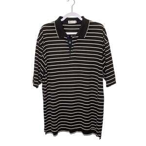 Haley Black Cream Striped Polo Golf Shirt Large
